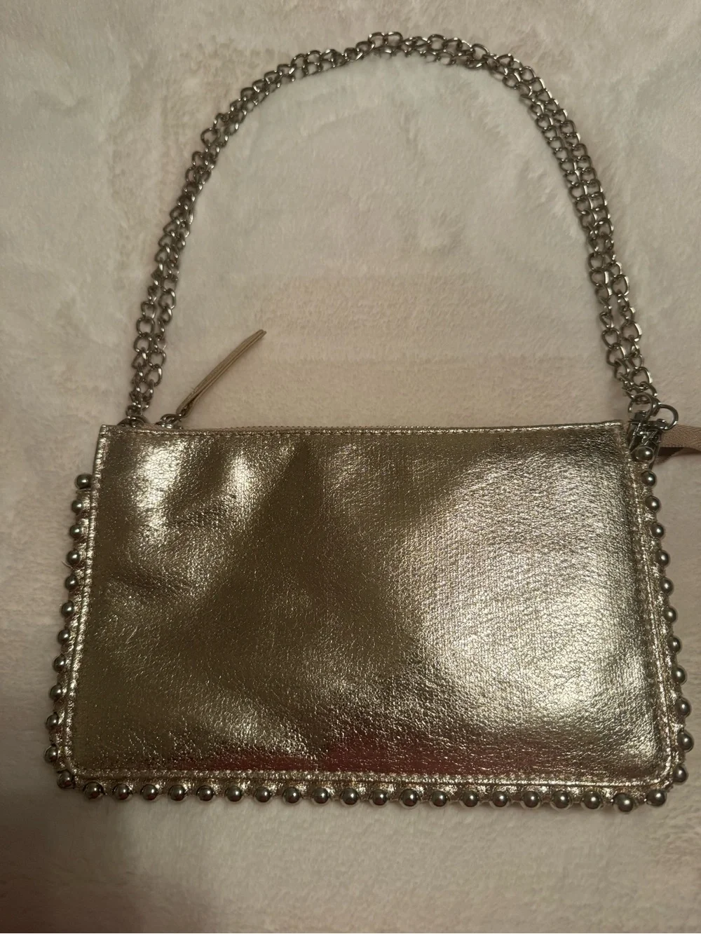 Metallic Gold Chain-Trim Women’s Clutch Bag